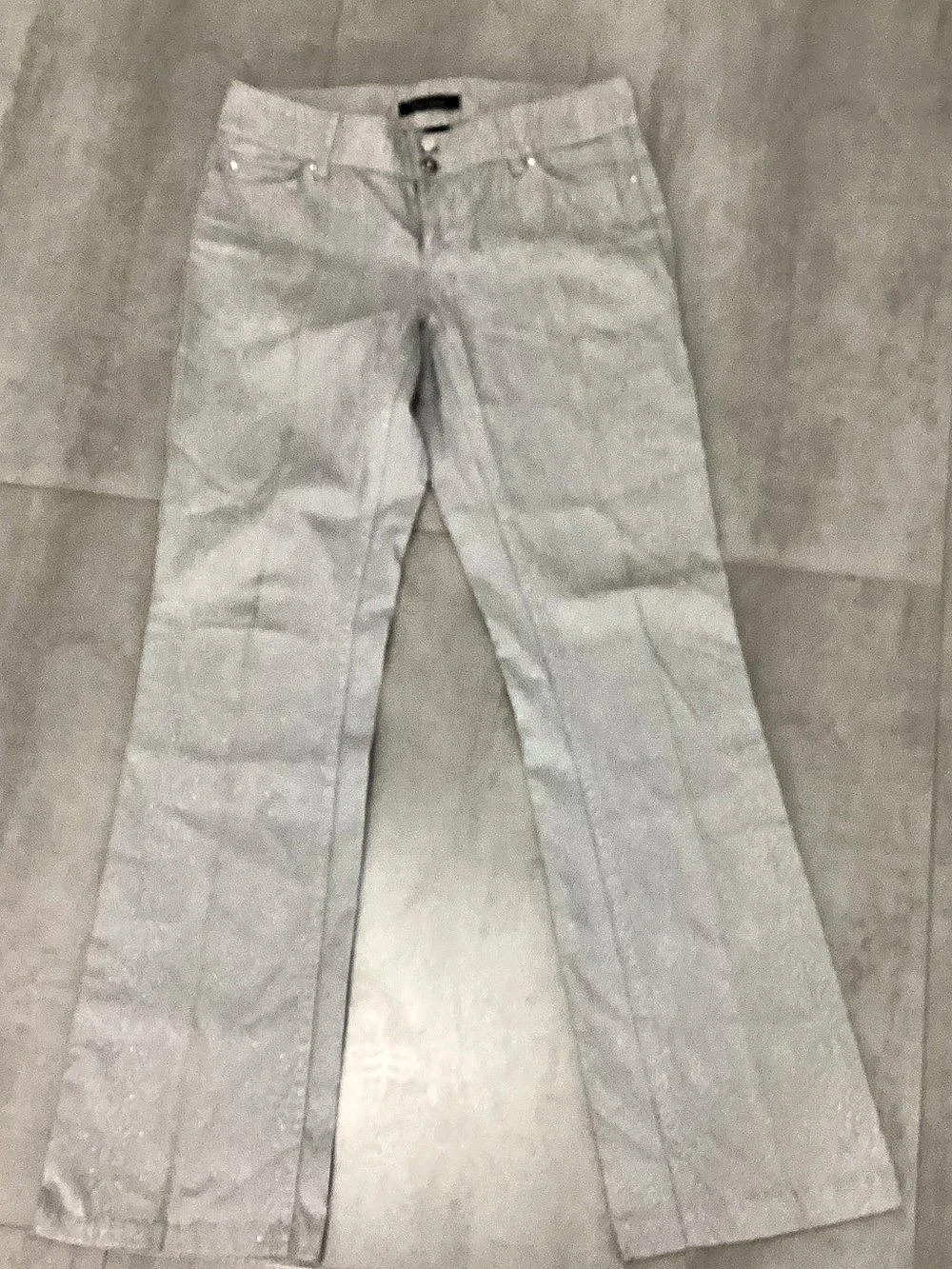 White House Black Market Blanc Paisley Flare Jeans Gray Size 2